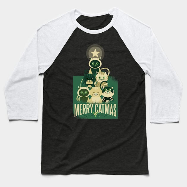 Merry Catmas Baseball T-Shirt by madeinchorley